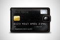 Black wallet bank credit card concept