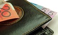 Black wallet and bank notes Royalty Free Stock Photo