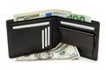 Black wallet with business cards and banknotes iso Royalty Free Stock Photo