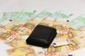 Euro money banknotes and wallet. isolated Royalty Free Stock Photo