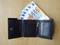 Black wallet with Euro currency banknote