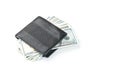 Black wallet with genuine leather dollars on an isolated white background Royalty Free Stock Photo