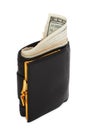 Black wallet with the pack of dollars. Royalty Free Stock Photo