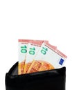 Black wallet with ten euro inside Royalty Free Stock Photo