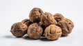 Black walnuts isolated on white background. Generative AI