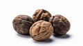 Black walnuts isolated on white background. Generative AI