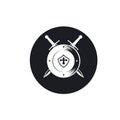 Black war shield and sword vector icon element concept design Royalty Free Stock Photo