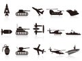 Black war weapon icons set Royalty Free Stock Photo