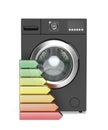 Black washing machine and energy efficiency rating bars