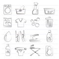 Black Washing machine and laundry icons