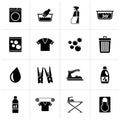 Black Washing machine and laundry icons