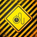 Black Watch with a chain icon isolated on yellow background. Warning sign. Vector Royalty Free Stock Photo