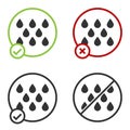Black Water drop icon isolated on white background. Circle button. Vector Royalty Free Stock Photo