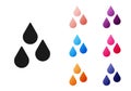 Black Water drop icon isolated on white background. Set icons colorful. Vector Royalty Free Stock Photo