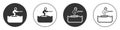 Black Water skiing man icon isolated on white background. Circle button. Vector Royalty Free Stock Photo