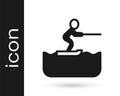 Black Water skiing man icon isolated on white background. Vector Royalty Free Stock Photo