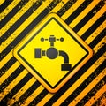 Black Water tap icon isolated on yellow background. Warning sign. Vector Illustration Royalty Free Stock Photo