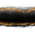 Black watercolor abstract stripe with gold. Decorative background