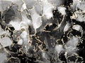 Black watercolor background with gold glitter. Water color alcohol ink splash, liquid flow texture paint, yellow Royalty Free Stock Photo