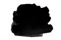 Black watercolor stain from brush strokes isolated on white background.