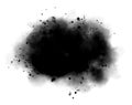 Black watercolor wet stain swatch with watercolour paint blotch, smudge, brush stroke