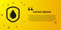 Black Waterproof icon isolated on yellow background. Water resistant or liquid protection concept. Vector Illustration