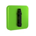 Black Wax crayons for drawing icon isolated on transparent background. Green square button. Royalty Free Stock Photo
