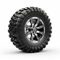 Black 4wd Atv Tire: Chrome-plated, Crystalline, Geological Design