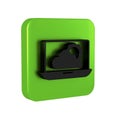 Black Weather forecast icon isolated on transparent background. Green square button.