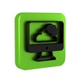 Black Weather forecast icon isolated on transparent background. Green square button.