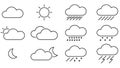 Black Weather Icons with White Background