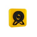 Black Web camera icon isolated on transparent background. Chat camera. Webcam icon. Yellow square button.