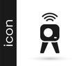Black Web camera icon isolated on white background. Chat camera. Webcam icon. Vector Royalty Free Stock Photo