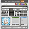 Black web design elements set. Royalty Free Stock Photo