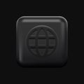 Black Web Icon. Internet, Network Isolated Dark Button