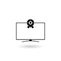 Black Webcam icon with shadow Royalty Free Stock Photo