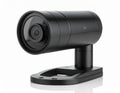 Black Webcam with Lens on Adjustable Stand Isolated on White Backdrop Royalty Free Stock Photo