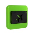 Black Website template icon isolated on transparent background. Internet communication protocol. Green square button.