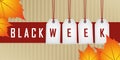 Black week promotion hanging label on red background Royalty Free Stock Photo