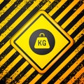 Black Weight icon isolated on yellow background. Kilogram weight block for weight lifting and scale. Mass symbol Royalty Free Stock Photo