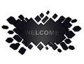 Black welcome geometric background from cubes. 3d render