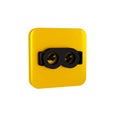 Black Welding glasses icon isolated on transparent background. Protective clothing and tool worker. Yellow square button