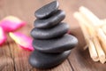Black wellnes stones with deco Royalty Free Stock Photo
