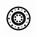 Black Wheel Circle Icon: Gerardo Dottori Style Minimalist Monochrome