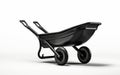 Black Wheelbarrow in Profile on Transparent Background -Generative Ai