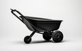 Black Wheelbarrow Side View on Transparent Background -Generative Ai