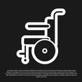 Black Wheelchair for disabled person icon isolated on black background. Vector Illustration