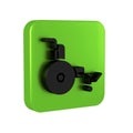 Black Wheelchair for disabled person icon isolated on transparent background. Green square button.