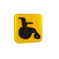 Black Wheelchair for disabled person icon isolated on transparent background. Yellow square button.