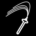 Black whip simple vector icon. Black and white illustration of sex toy for adult. Outline linear icon.
